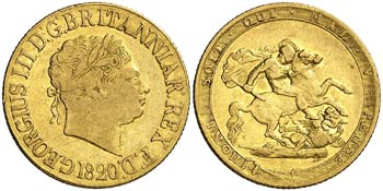 1820. Gran Bretaña. Jorge III. 1 libra. ... 