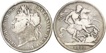 1822. Gran Bretaña. Jorge IV. 1 corona. ... 