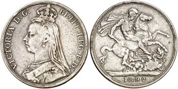 1892. Gran Bretaña. Victoria. 1 corona. ... 