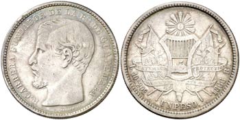 1866. Guatemala. R. 1 peso. (Kr. 186.1). ... 