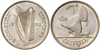 1933. Irlanda. 3 peniques. (Kr. 3). 9,52 g. ... 