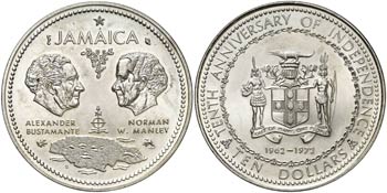 1972. Jamaica. Isabel II. 10 dólares. (Kr. ... 