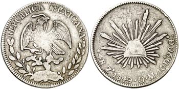 1849. México. Zs (Zacatecas). OM. 4 reales. ... 