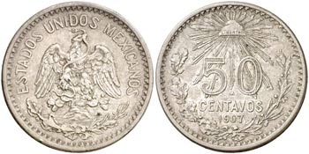 1907. México. 50 centavos. (Kr. 445). 12,51 ... 
