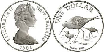 1985. Nueva Zelanda. Isabel II. 1 dólar. ... 