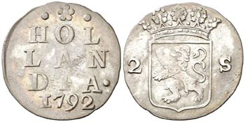 1792. Países Bajos. 2 stuivers. (Kr. 48). ... 