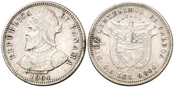 1904. Panamá. 10 centésimos. (Kr. 3). 5 g. ... 