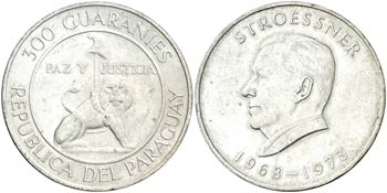 1973. Paraguay. 300 guaraníes. (Kr. 29). ... 