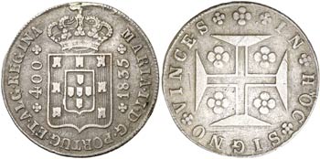 1835. Portugal. María II. 400 reis. (Kr. ... 