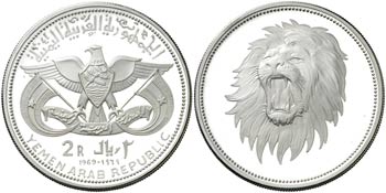 1969. Yemen. 2 riyals. (Kr. 4). 25,09 g. AG. ... 