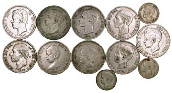 1871 a 1897. 1 (tres) y 5 pesetas (nueve). ... 