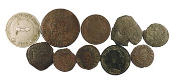 Lote de 9 monedas en cobre españolas de ... 