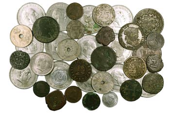 Lote de 39 monedas españolas en diversos ... 