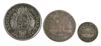 1830 a 1873. Bolivia. Potosí. 1/2, 2 soles ... 