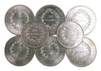1967 a 1979. Francia. 10 (dos) y 50 francos ... 