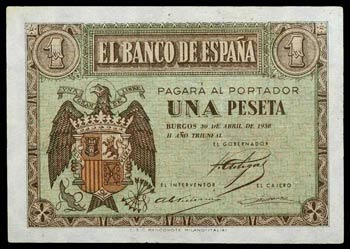 1938. Burgos. 1 peseta. (Ed. D29a) (Ed. ... 