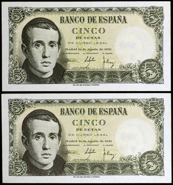 1951. 5 pesetas. (Ed. D60a) (Ed. 459a). 16 ... 