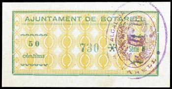 Botarell. 50 céntimos. (T. 610a). Escaso y ... 
