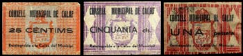 Calaf. 25, 50 céntimos y 1 peseta. (T. 675, ... 