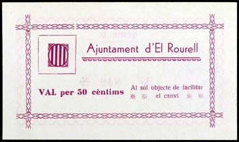 Rourell, el. 50 céntimos. (T. 2565). Raro y ... 