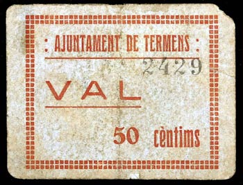 Termens. 50 céntimos. (T. 2845b). Cartón. ... 