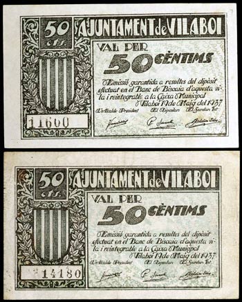 Vilaboi. 50 céntimos (dos). (T. 3194 y ... 
