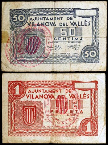 Vilanova del Vallès. 50 céntimos y 1 ... 