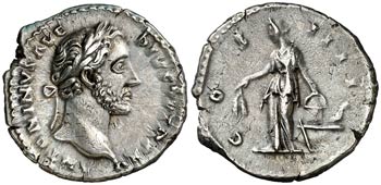 (153-154 d.C.). Antonino pío. Denario. ... 