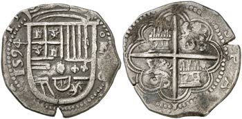 1594/3. Felipe II. Granada. F. 4 reales. ... 