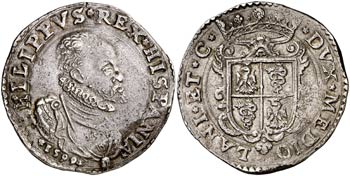 1599. Felipe II. Milán. 1 escudo. (Vti. 60) ... 