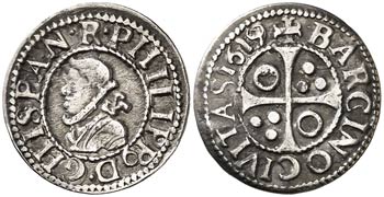 1619. Felipe III. Barcelona. 1/2 croat. ... 