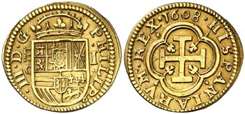 1608. Felipe III. Segovia. C. 1 escudo. ... 