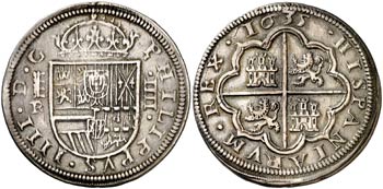1635/25. Felipe IV. Segovia. R/P. 4 reales. ... 