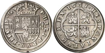 1651/31. Felipe IV. Segovia. I. 8 reales. ... 