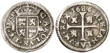 1686. Carlos II. Segovia. BR. 1/2 real. ... 