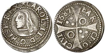 1687. Carlos II. Barcelona. 1 croat. (Cal. ... 