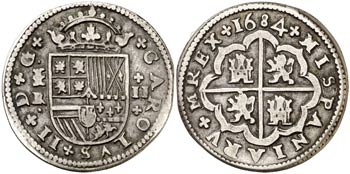 1684. Carlos II. Segovia. BR. 2 reales. ... 