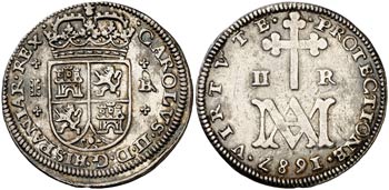 1687. Carlos II. Segovia. BR. 2 reales. ... 