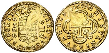 1699. Carlos II. Sevilla. M. 2 escudos. ... 