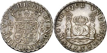 1738. Felipe V. México. MF. 8 reales. (Cal. ... 