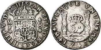 1747. Felipe V. México. MF. 8 reales. (Cal. ... 