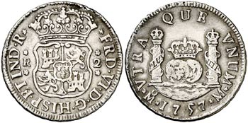 1757. Fernando VI. México. M. 2 reales. ... 