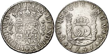 1747. Fernando VI. México. MF. 8 reales. ... 
