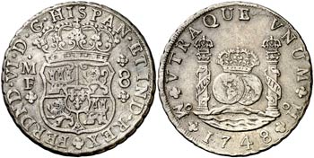 1748. Fernando VI. México. MF. 8 reales. ... 