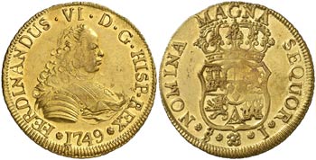 1749. Fernando VI. Santiago. J. 4 escudos. ... 