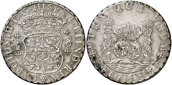 1768. Carlos III. Potosí. JR. 8 reales. ... 