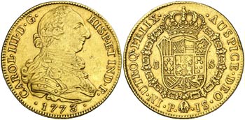 1773. Carlos III. Popayán. JS. 8 escudos. ... 