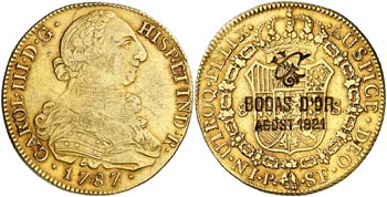 1787. Carlos III. Popayán. SF. 8 escudos. ... 