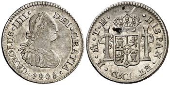 1805. Carlos IV. México. TH. 1/2 real. ... 