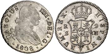 1808. Carlos IV. Sevilla. CN. 2 reales. ... 